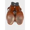 Suede wooden heel sandals