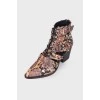 Embossed leather ankle boots with rhinestones