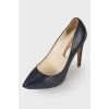 Navy blue embossed shoes