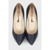 Navy blue embossed shoes