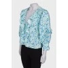Blouse in floral print with ruffles