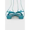 Dark turquoise bow sandals