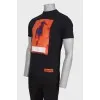 Men's T-shirt with orange print