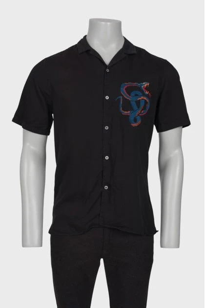 Men's black shirt with embroidery