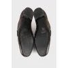 Leather moccasins with brand logo