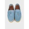 Blue suede loafers