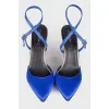 Textile blue heeled sandals