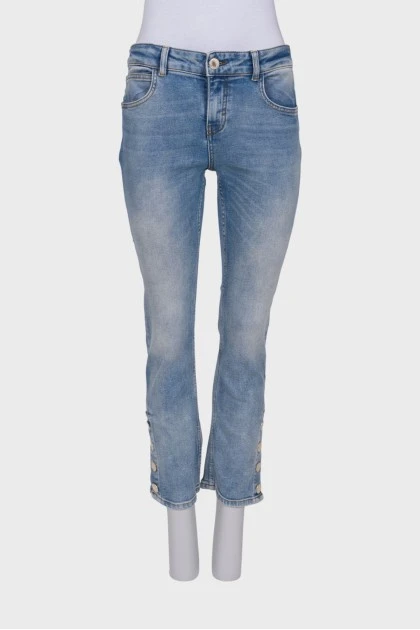 Blue jeans with press studs