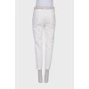 White trousers with gray-gold waist