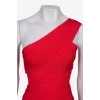 Red one-shoulder bandage dress