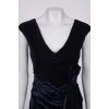 Black and blue velor dress with drape