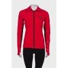 Sports red jacket with a zipper