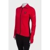 Sports red jacket with a zipper
