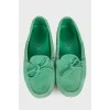 Green suede loafers