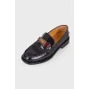 Lacquered loafers with brand logo