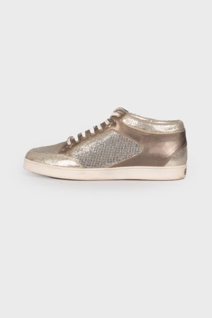 Gold glitter sneakers