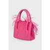 Pink mini bag with feathers