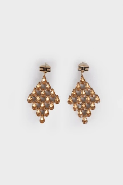 Gold-tone crystal drop earrings