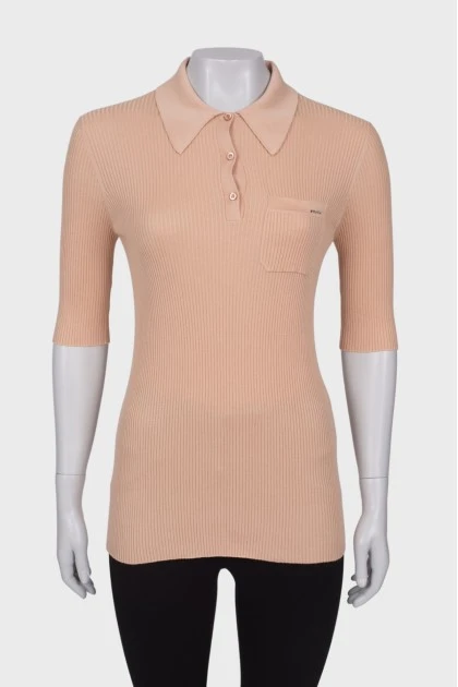 Beige polo shirt with pocket