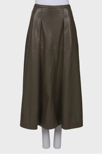 Olive eco leather skirt
