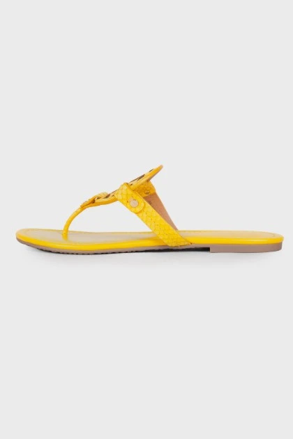 Yellow leather slippers