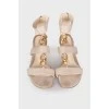 Suede sandals with golden chain