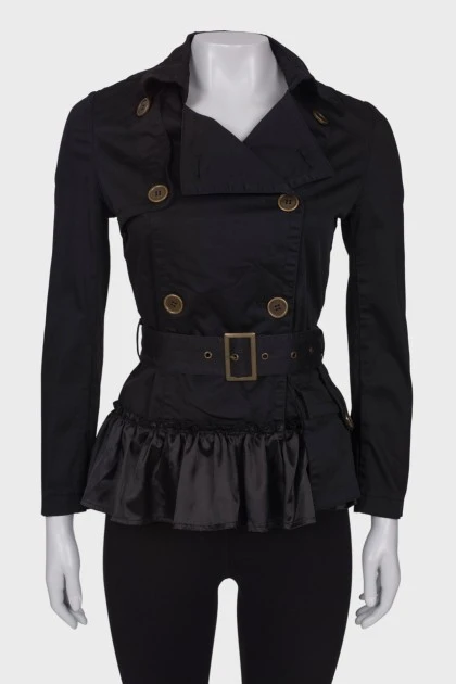 Cropped trench coat decorated with a frill