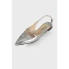 Silver pointed toecap ballerina shoes