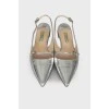 Silver pointed toecap ballerina shoes