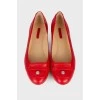 Red leather ballerina shoes