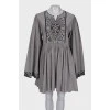 Gray dress with embroidery
