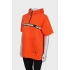 Orange hoodie with shortened sleeves 