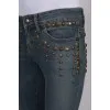 Navy blue jeans with metallic rhinestones