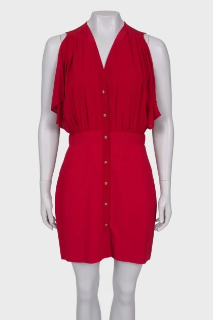 Red button-down dress with tag