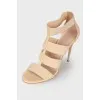 Beige sandals with elastic bands