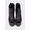 Open toe leather ankle boots