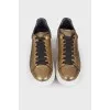 Gold-tone leather sneakers