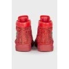 Red sneakers with rhinestones