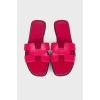 Pink leather slippers
