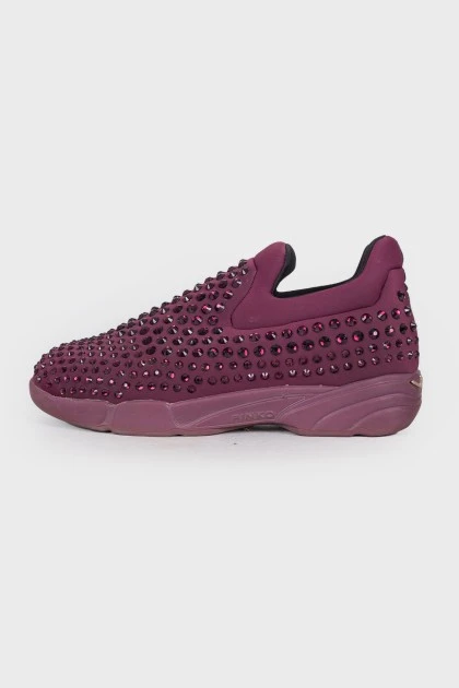 Pink sneakers with rhinestones