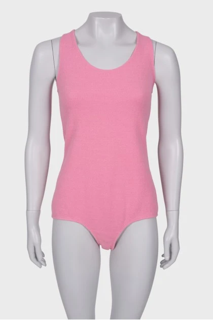 Pink solid color bodysuit