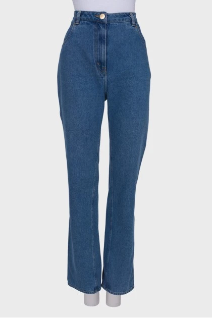 Solid color wide leg jeans