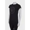Black t-shirt with embossed print