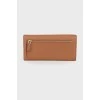 Brown leather wallet with brand logo
