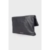 Leather bag with embellished shoulder strap