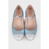 Silver blue low heel ballerinas