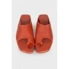 Square toe leather slippers