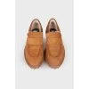 Padded suede loafers