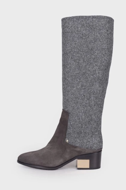 Combined block heel boots