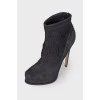 Navy blue embossed ankle boots